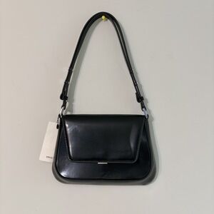 MANGO Black Faux Leather Shoulder Bag